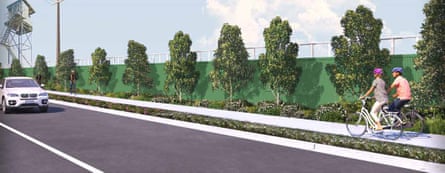 An artist’s impression of the path shows what the new trees may look like after eight years.