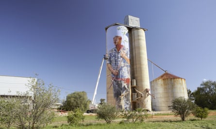 Painted mural on a silo on the Silo Art Trail, at Patchewollock, Australia.