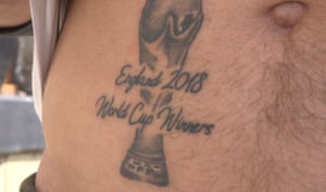 The “England 2018 World Cup Winners” tattoo on football fan Jamie Richardson