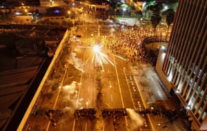 Police try to disperse demonstrators on 14 November