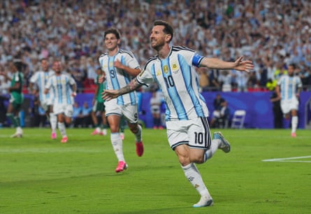 Lionel Messi runs distant aft scoring