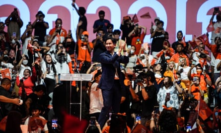 Pita Limjaroenrat at his party’s final campaign in Bangkok, Thailand on Friday.