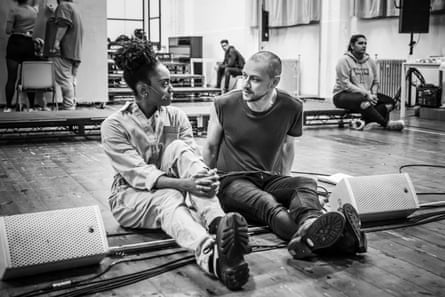 Words of love … with Anita-Joy Uwajeh, who plays Roxane, during rehearsals.