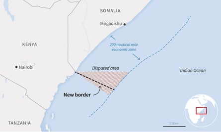 The new maritime boundary drawn by the UN international court of justice