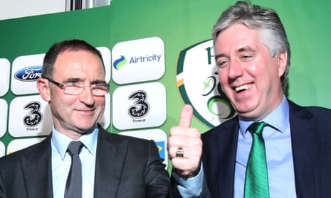 Martin O’Neill (left) and the chief executive John Delaney were all smiles after the November 2013 announcement of the managerial appointment.