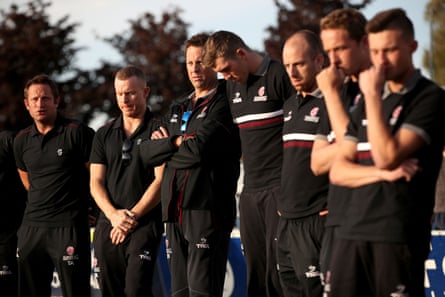 SomersetâÂÂs Chris Rogers (left) looks dejected alongside teammates as they watch Middlesex win the Specsavers County Championship on television in 2016