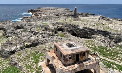 Sombrero island today, seen from the top of its abandoned lighthouse.