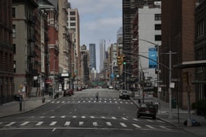 Standstill … a New York cyclist has Manhattan to himself.