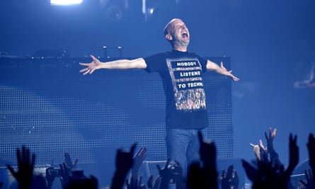 Moby performs in France. Touring, he says, is dangerous.