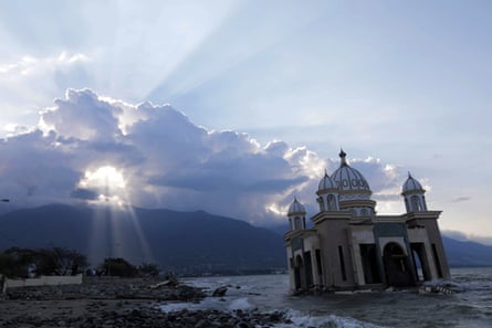 A damaged mosque near the Talise beach in central Sulawesi, Indonesia in 2018.