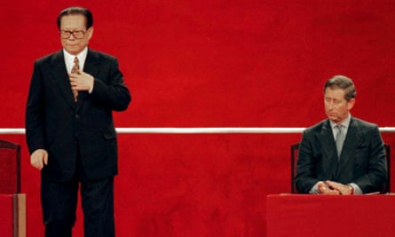 Jiang Zemin with the Prince of Wales during the handover ceremony marking Hong Kong’s return to Chinese sovereignty, 1 July 1997.