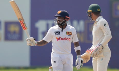 Kusal Mendis celebrates his fifty before being dismissed