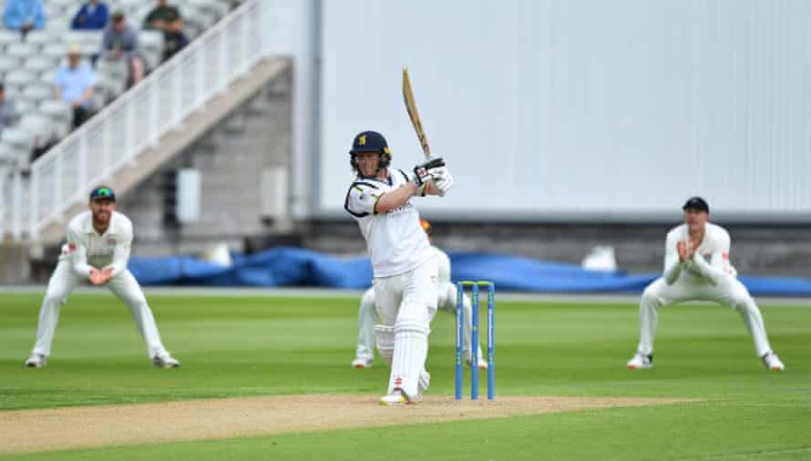 Alex Davies on his way to a century for Warwickshire against Lancashire.