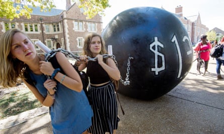 Students demonstrate at Washington University in St. Louis, Missouri.