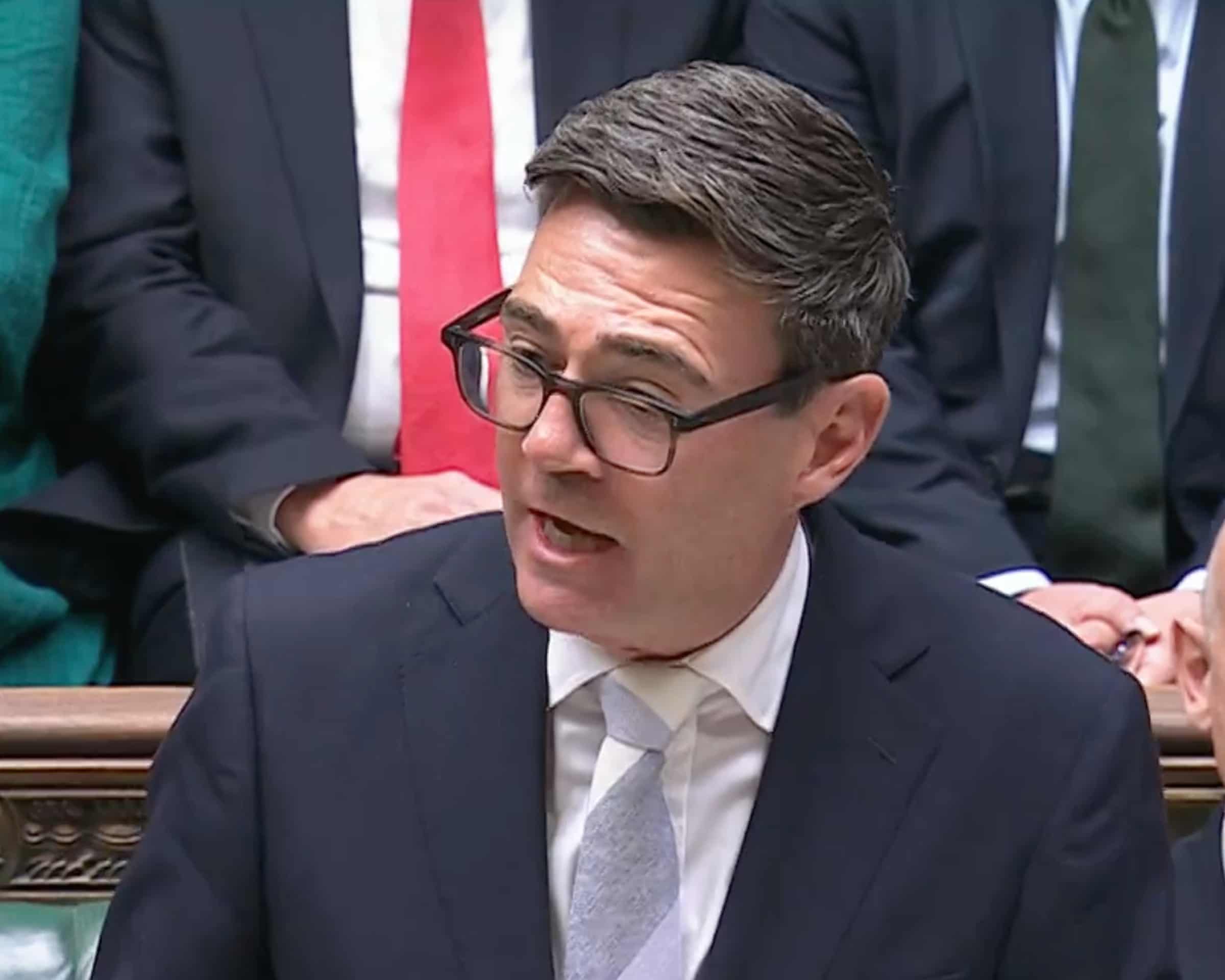 Andy Burnham speaking during his first Commons address as prime minister