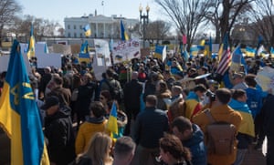 Ukraine supporters rally at the White House to protest Russia’s invasion.