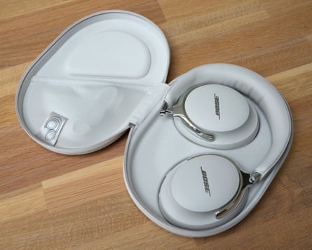 The Bose QuietComfort Ultra Headphones 2 folded up in their case with the lid open.