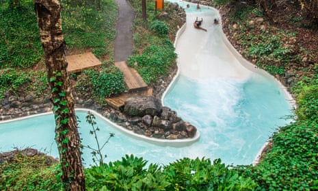 The outdoor swimming pool rapids slide at Center Parcs, Longleat.