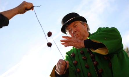 David Jakins swings his conker during a contest