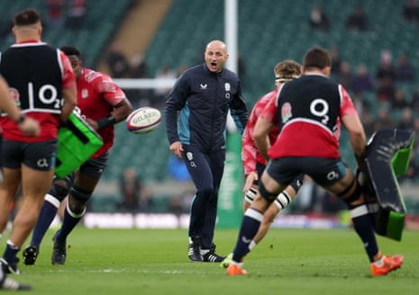 England head coach Steve Borthwick during the warm up before the match.
