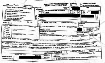 The police report Illma Gore filed following her assault.