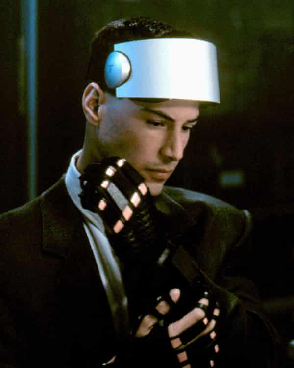In Johnny Mnemonic, Keanu Reeves plays a 'mnemonic courier' with a data implant in his brain, whose mother has been uploaded to a virtual internet.