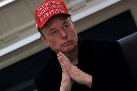 Elon Musk attending a cabinet meeting at the White House on 25 March.