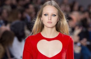 Chloe’s red velvet dress for autumn/winter, shown at Paris fashion week.