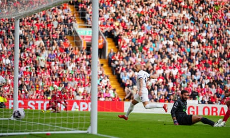 Tottenham's Richarlison scores his side's first goal.