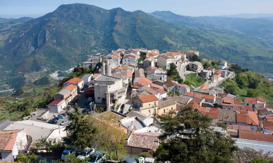 Aerial view of Colobraro, often described as the most cursed town in Italy.