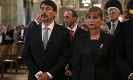 Hugary’s president János Áder and his wife Anita Herczegh at Westminster Cathedral.