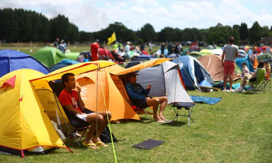 Fans camp in the queue ahead of the first day’s play at Wimbledon 