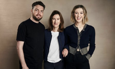 Joanna Hogg (centre), with the stars of her new film, The Souvenir, at Sundance.