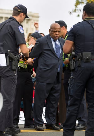 Lewis is again arrested, in 2013 at an immigration reform rally and march in Washington.