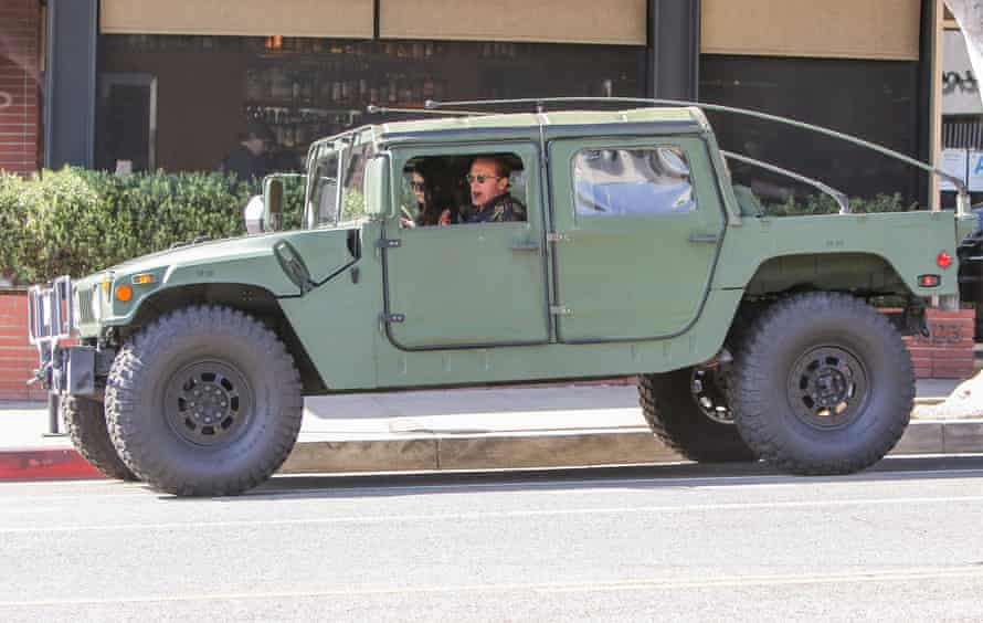 Arnold Schwarzenegger and his daughter Katherine drive a gas-guzzling Hummer in Los Angeles in 2017.