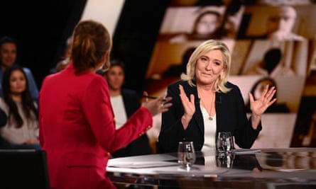 Far-right candidate Marine Le Pen takes part in a TV show on the french presidential elections, on 3 March.
