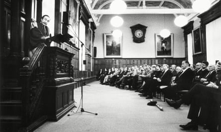 George Steiner lecturing at Oxford in 1994.