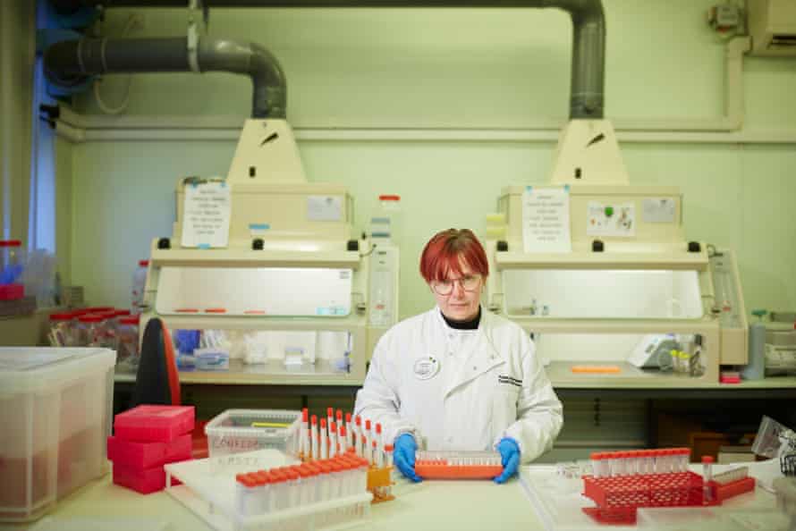 Dr Catherine Moore, head of Welsh flu surveillance, in a lab