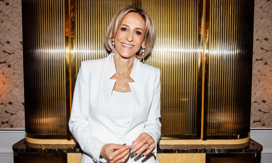 ‘If you interrupt somebody too early, if you miss it and don’t interrupt at all – that’s the difference between a good interview and a bad interview…’: Emily Maitlis wears a jacket and trousers by www.zara.com.