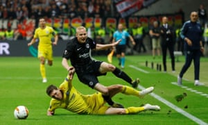 Chelsea’s Andreas Christensen in action with Eintracht Frankfurt’s Sebastian Rode.