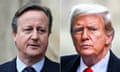 Britain's foreign secretary David Cameron and former US president Donald Trump met on Monday.