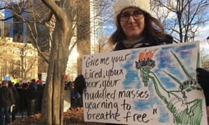 Debbie Meisenzahl at the New York City rally against Trump’s executive order banning refugees.