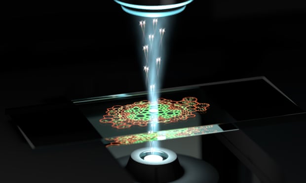 An artist’s impression of the University of Queensland’s new quantum microscope in action.