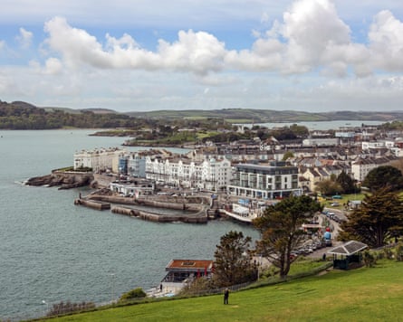 The busy waterfront at West Hoe in Plymouth