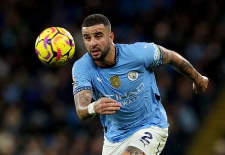 Kyle Walker during the Premier League match between Manchester City FC and Tottenham Hotspur FC at Etihad Stadium on November 23, 2024