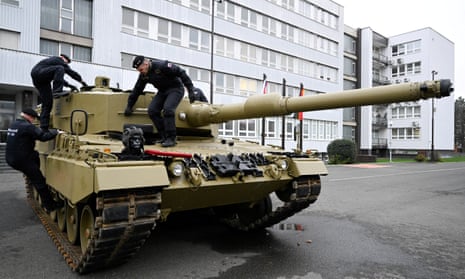A German Leopard tank in Bratislava, Slovakia
