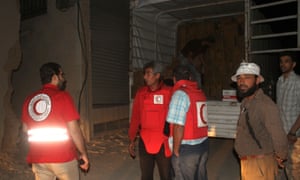 Food being unloaded from lorry