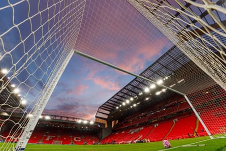 A view of Anfield from inside the Anfield Road goal