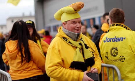 Bodo/Glimt fans arrive at the Aspymra Stadion.