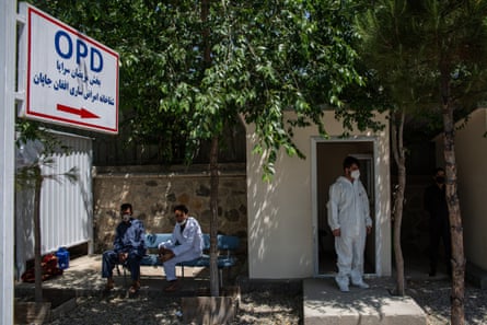 A medic outside the Afghan-Japan hospital’s outpatient department